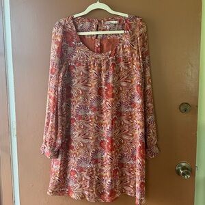 Fall festive long sleeve peacock baby doll dress